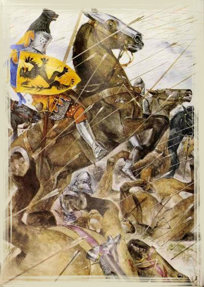 defaite des chevaliers français à la bataille d'Azincourt